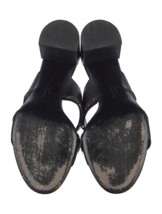 Salvatore Ferragamo Leather Chain-Link Accents Slides