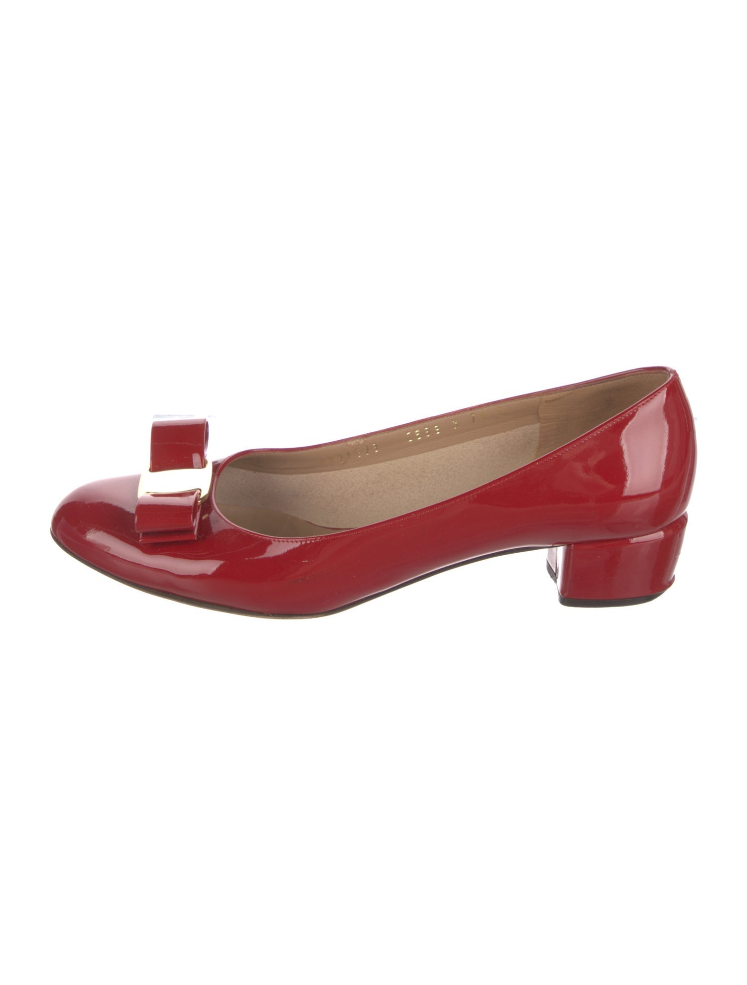 Salvatore Ferragamo Patent Leather Bow Accents Pumps