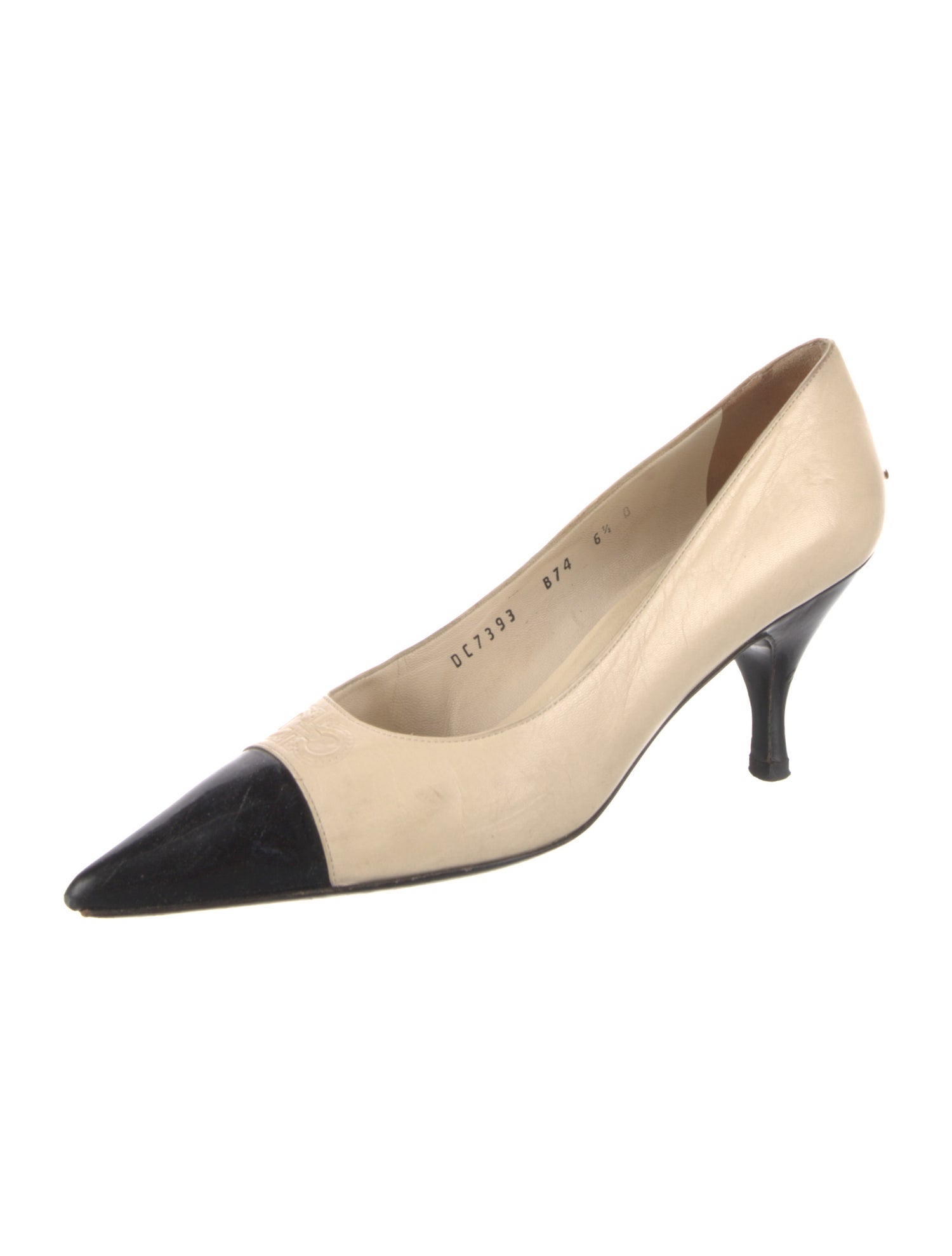 Salvatore Ferragamo Leather Colorblock Pattern Pumps
