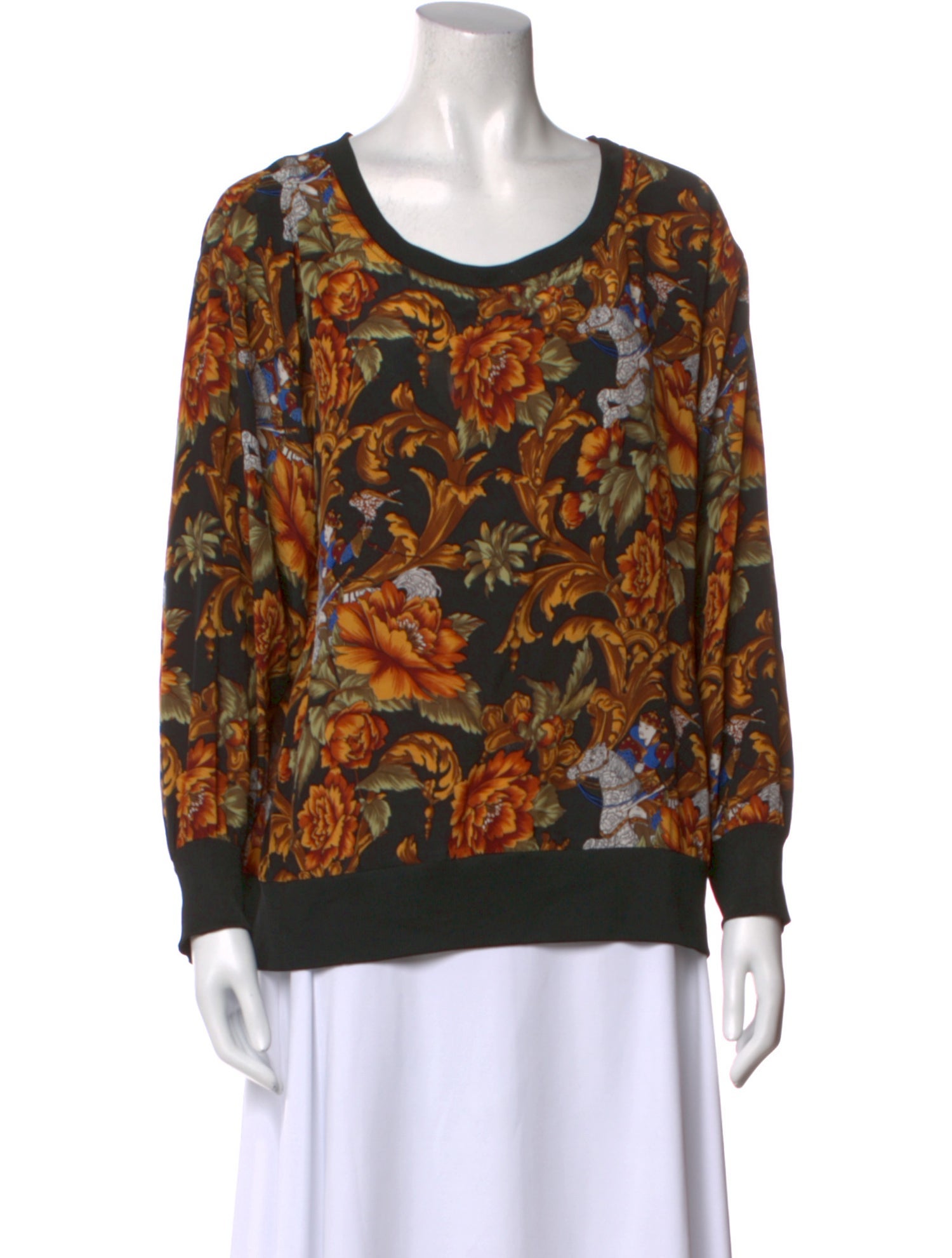 Salvatore Ferragamo Silk Floral Print Sweatshirt