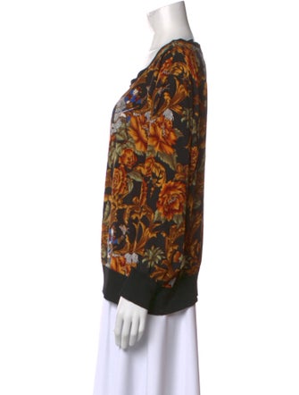Salvatore Ferragamo Silk Floral Print Sweatshirt