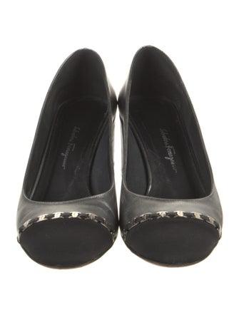 Salvatore Ferragamo Leather Chain-Link Accents Pumps