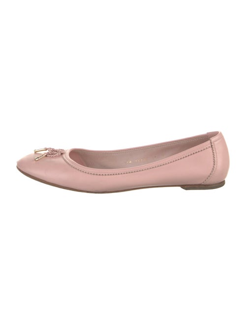 Salvatore Ferragamo Leather Bow Accents Ballet Flats