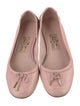 Salvatore Ferragamo Leather Bow Accents Ballet Flats