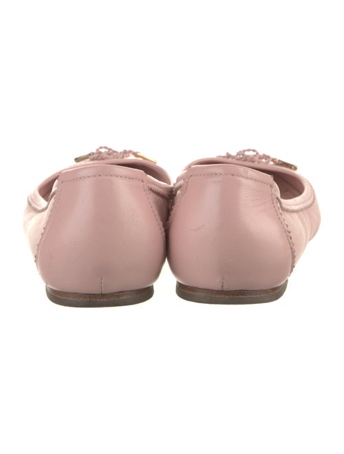 Salvatore Ferragamo Leather Bow Accents Ballet Flats