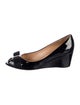 Salvatore Ferragamo Patent Leather Bow Accents Pumps