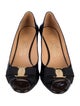 Salvatore Ferragamo Patent Leather Bow Accents Pumps