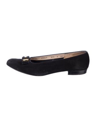 Salvatore Ferragamo Gancini Logo Suede Ballet Flats