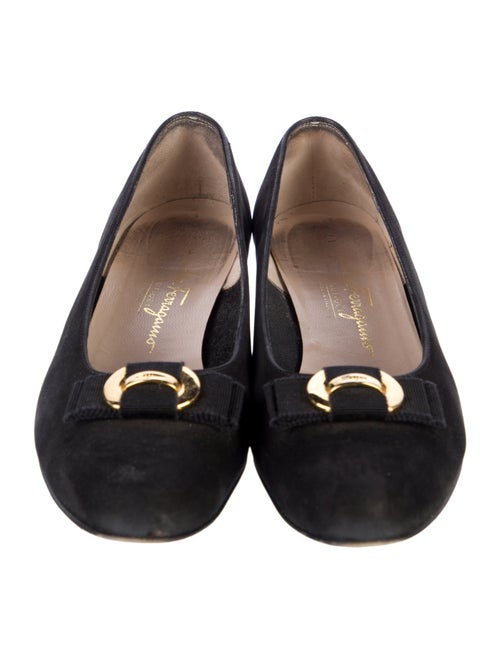 Salvatore Ferragamo Gancini Logo Suede Ballet Flats