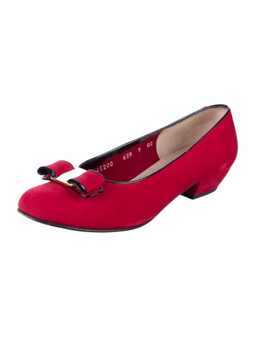 Salvatore Ferragamo Suede Bow Accents Flats