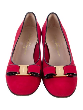 Salvatore Ferragamo Suede Bow Accents Flats