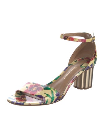 Salvatore Ferragamo Patent Leather Floral Print Sandals