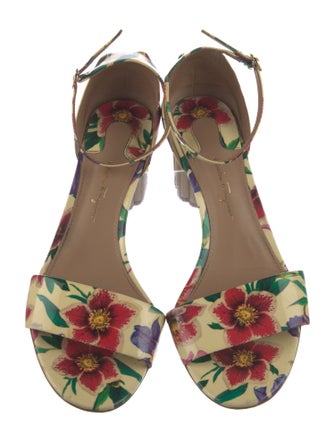 Salvatore Ferragamo Patent Leather Floral Print Sandals