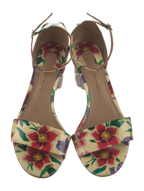 Salvatore Ferragamo Patent Leather Floral Print Sandals