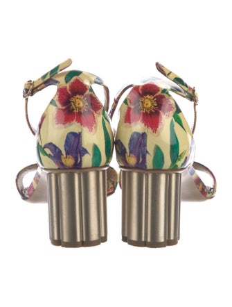 Salvatore Ferragamo Patent Leather Floral Print Sandals