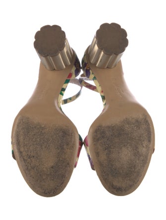 Salvatore Ferragamo Patent Leather Floral Print Sandals