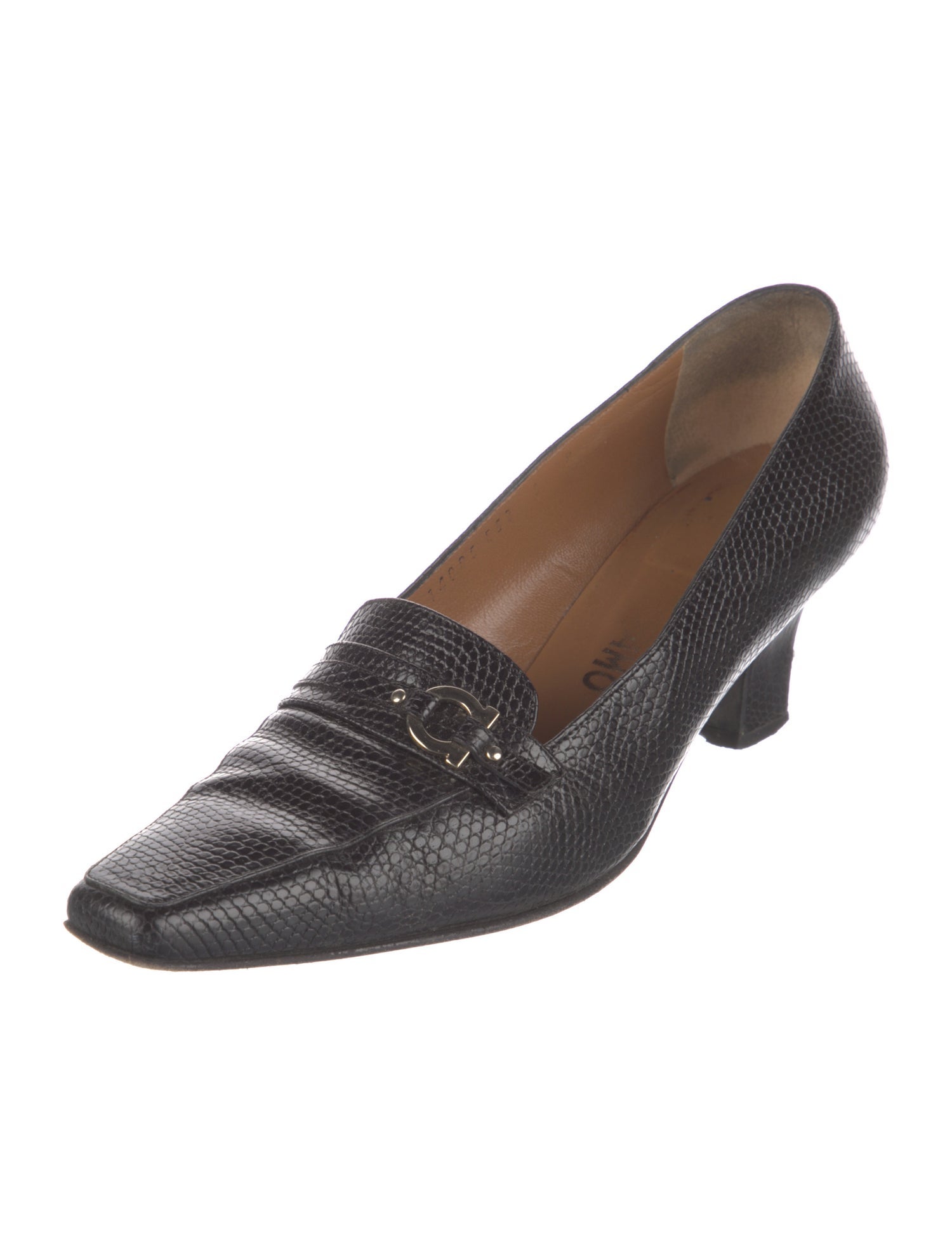 Salvatore Ferragamo Gancini Logo Embossed Leather Loafers