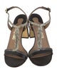 Salvatore Ferragamo Lizard Leather Trim Embellishment T-Strap Sandals