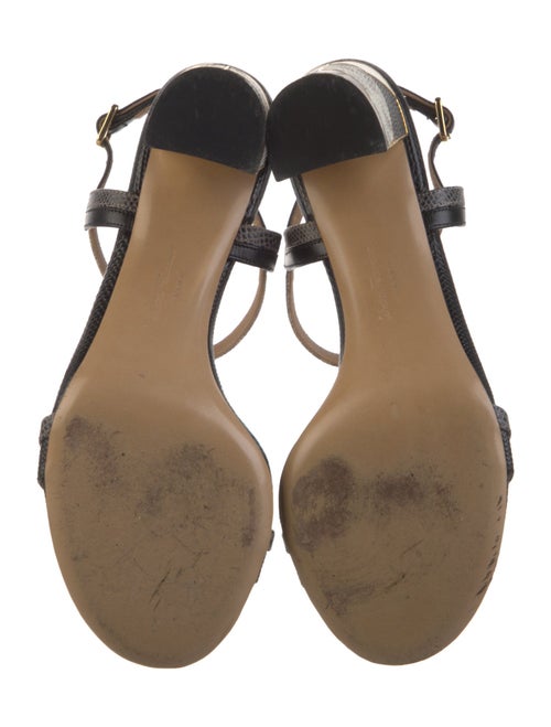 Salvatore Ferragamo Lizard Leather Trim Embellishment T-Strap Sandals