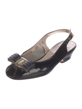 Salvatore Ferragamo Vara Bow Accent Patent Leather Slingback Pumps