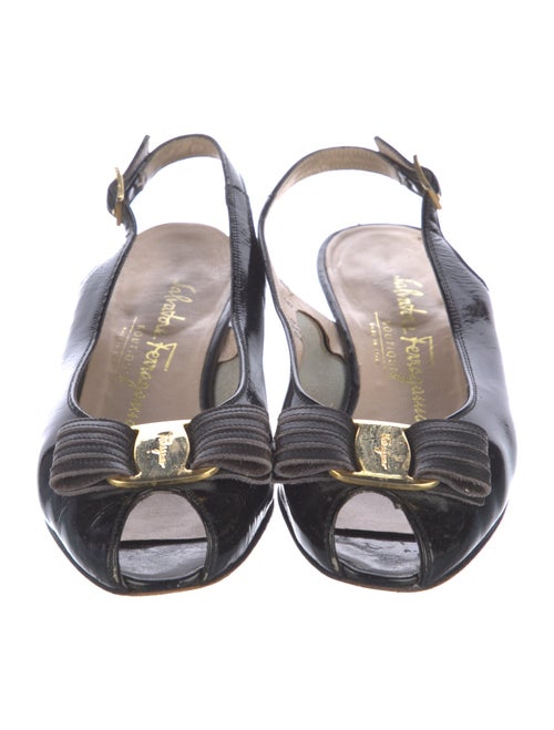 Salvatore Ferragamo Vara Bow Accent Patent Leather Slingback Pumps