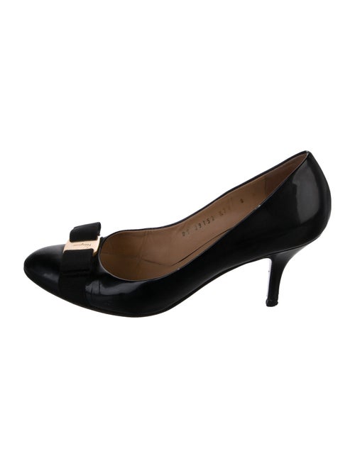 Salvatore Ferragamo Patent Leather Bow Accents Pumps