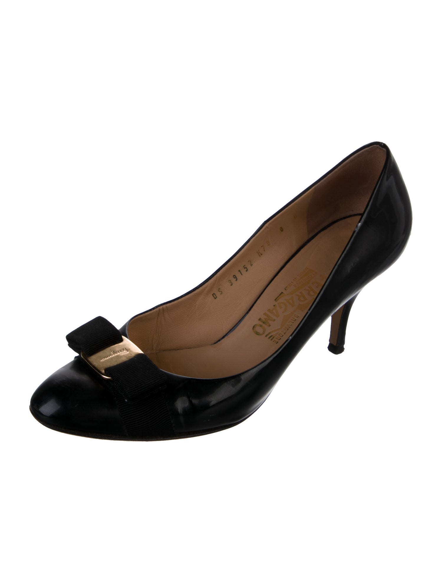 Salvatore Ferragamo Patent Leather Bow Accents Pumps