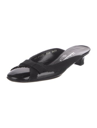 Salvatore Ferragamo Patent Leather Bow Accents Mules