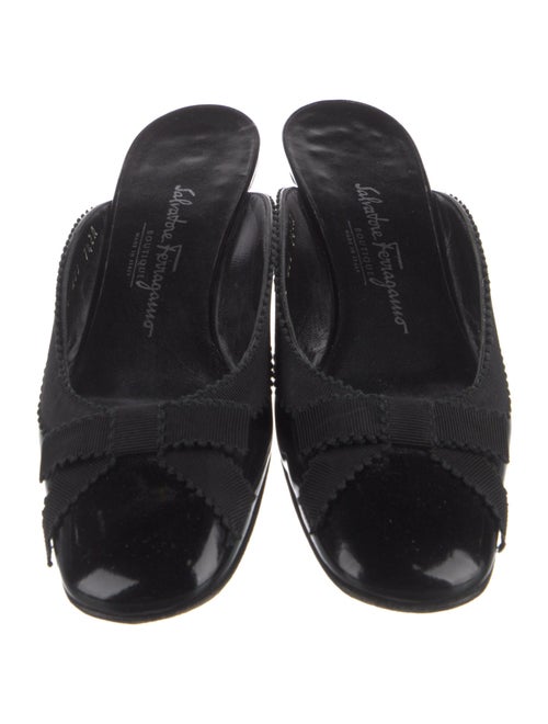 Salvatore Ferragamo Patent Leather Bow Accents Mules