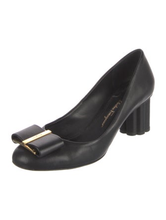 Salvatore Ferragamo Leather Bow Accents Pumps