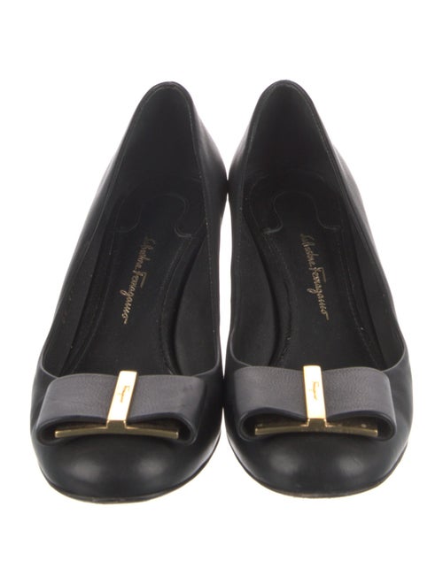 Salvatore Ferragamo Leather Bow Accents Pumps