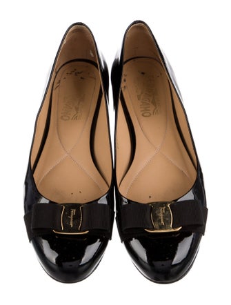 Salvatore Ferragamo Vara Bow Accent Patent Leather Ballet Flats