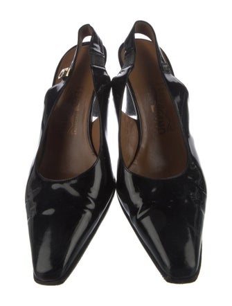Salvatore Ferragamo Patent Leather Bow Accents Slingback Pumps