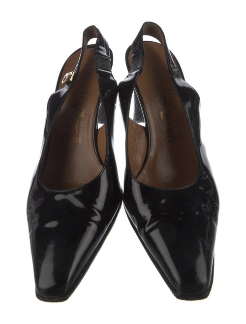 Salvatore Ferragamo Patent Leather Bow Accents Slingback Pumps