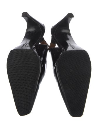 Salvatore Ferragamo Patent Leather Bow Accents Slingback Pumps