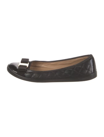 Salvatore Ferragamo Leather Bow Accents Flats
