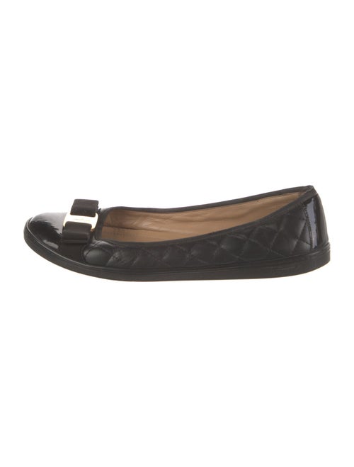 Salvatore Ferragamo Leather Bow Accents Flats