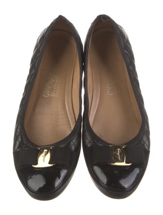 Salvatore Ferragamo Leather Bow Accents Flats