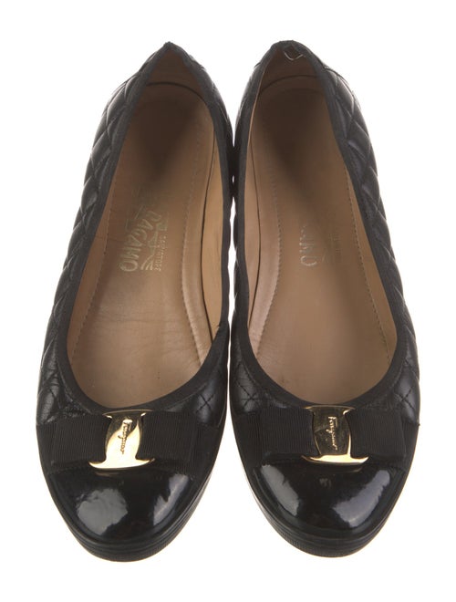 Salvatore Ferragamo Leather Bow Accents Flats