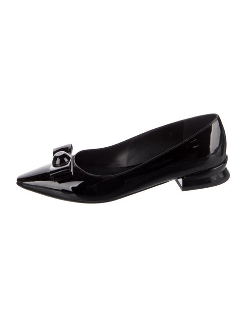 Salvatore Ferragamo Patent Leather Bow Accents Ballet Flats