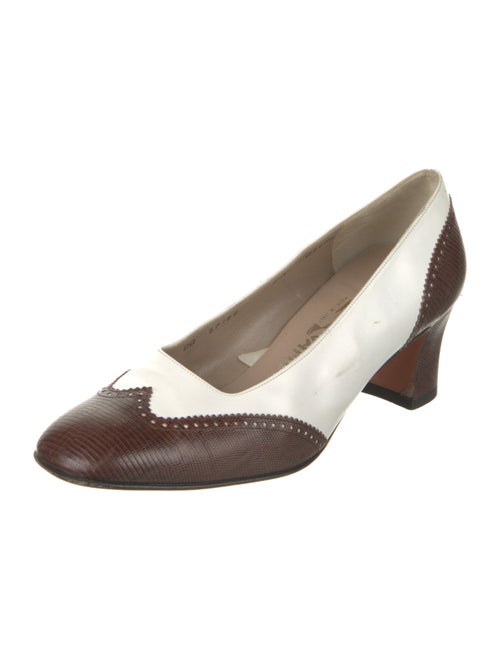 Salvatore Ferragamo Leather Lasercut Accents Pumps