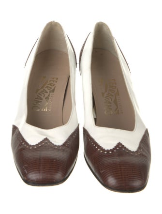 Salvatore Ferragamo Leather Lasercut Accents Pumps