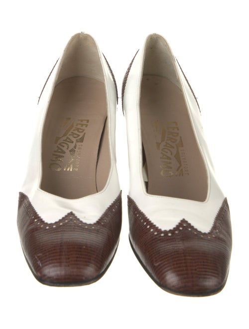 Salvatore Ferragamo Leather Lasercut Accents Pumps