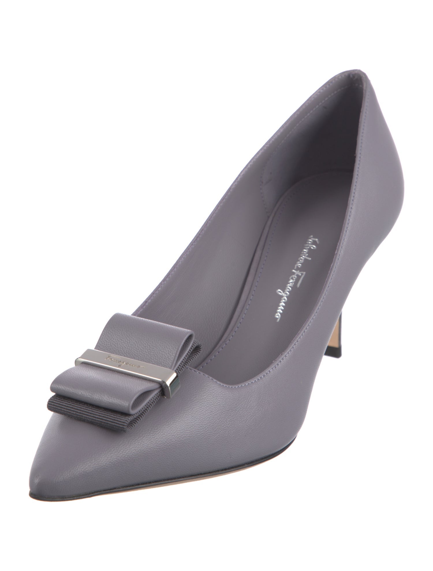 Salvatore Ferragamo Leather Bow Accents Pumps