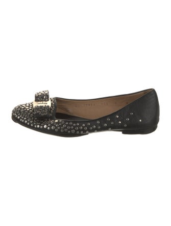 Salvatore Ferragamo Leather Studded Accents Flats