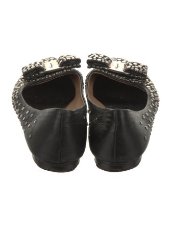 Salvatore Ferragamo Leather Studded Accents Flats