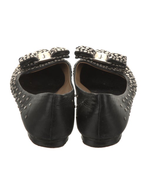Salvatore Ferragamo Leather Studded Accents Flats