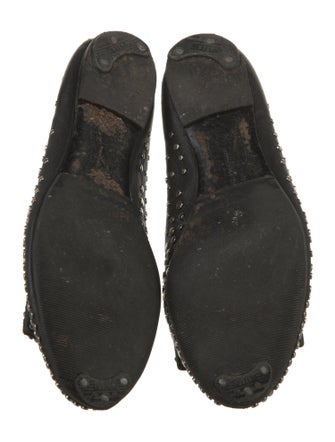 Salvatore Ferragamo Leather Studded Accents Flats