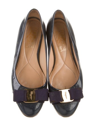 Salvatore Ferragamo Vara Bow Accent Patent Leather Ballet Flats