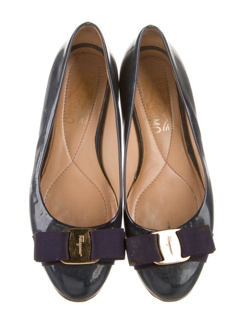 Salvatore Ferragamo Vara Bow Accent Patent Leather Ballet Flats